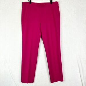 St John Wool Blend Knit Dress Pants Size 16 Fuchsia Pink Split Back Ankle